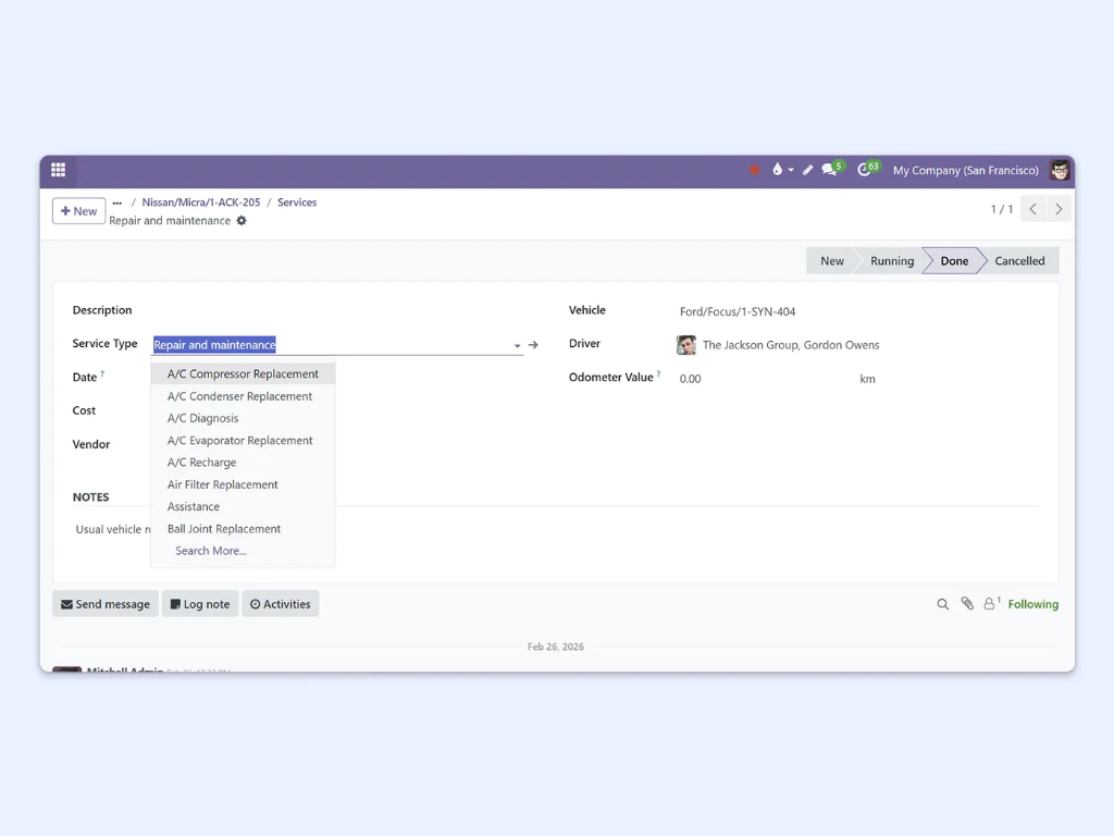Preventive maintenance scheduling feature
