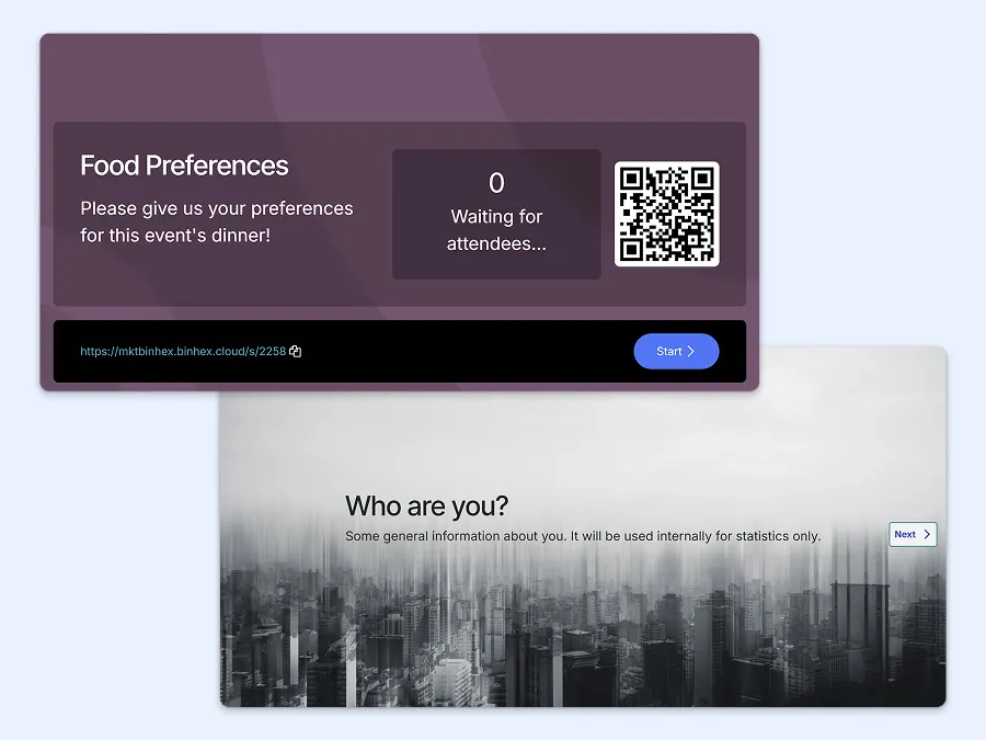 Charts that display survey results in real time