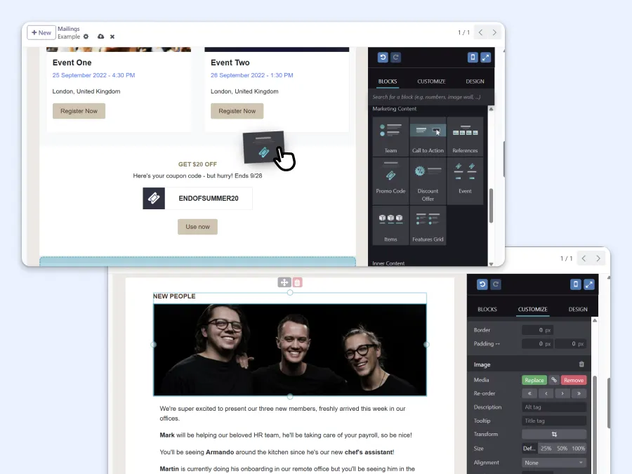 Screenshot showing how we can dynamically customize content