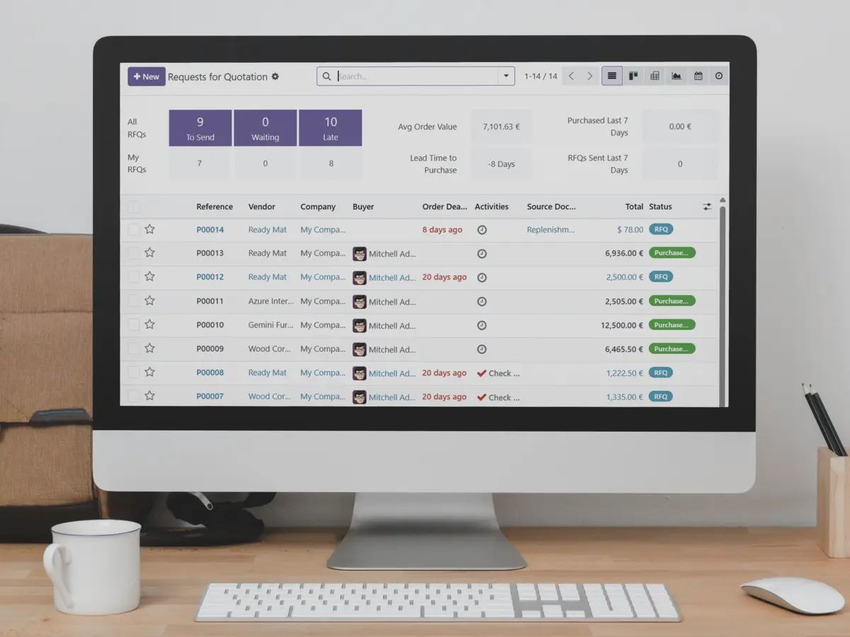 Ordenador en el que se muestra la pantalla principal de la aplicación «Compras»
