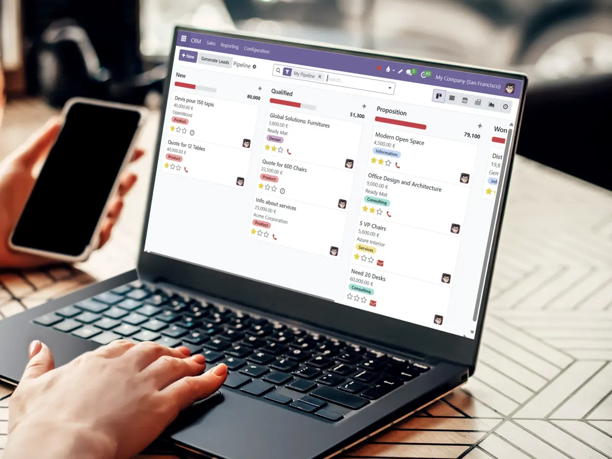 A computer where you can view the CRM application's main screen