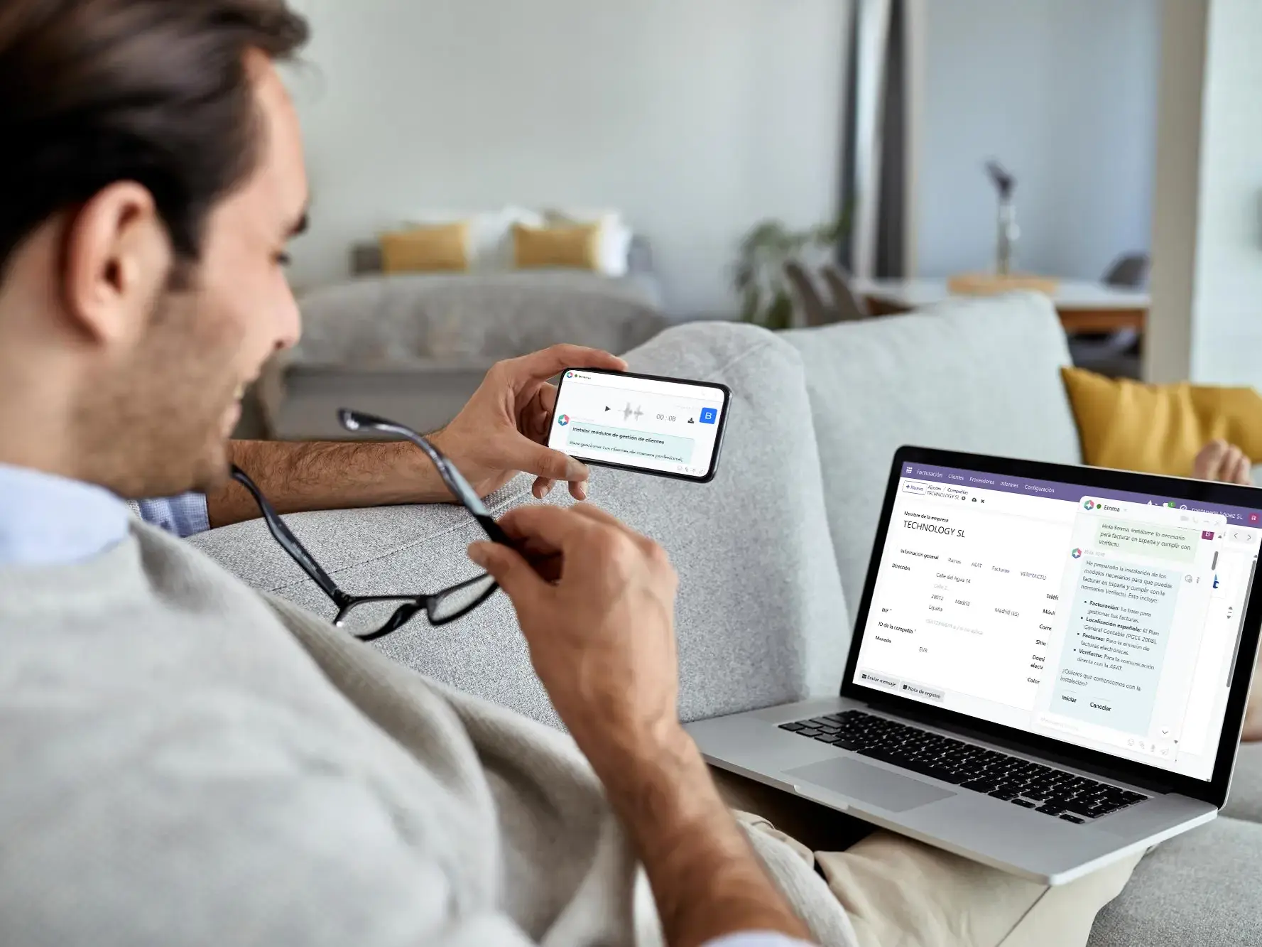 User working with an AI agent inside the Binhex Cloud ERP