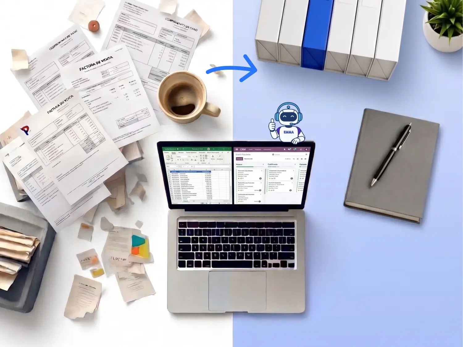 Accounting app before and after adding artificial intelligence to the ERP